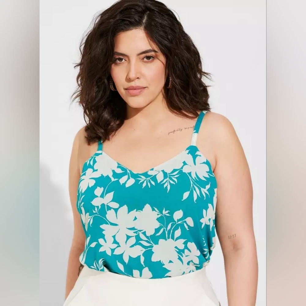 NWT Torrid Teal Floral Sophie Chiffon Swing Cami Plus Size 4x